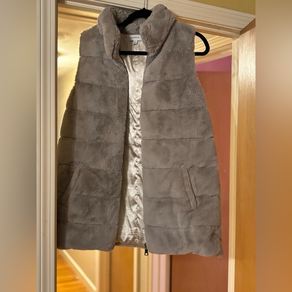Evereve Jackets & Blazers - Evereve Taupe with cream satin lining Faux Fur Vest